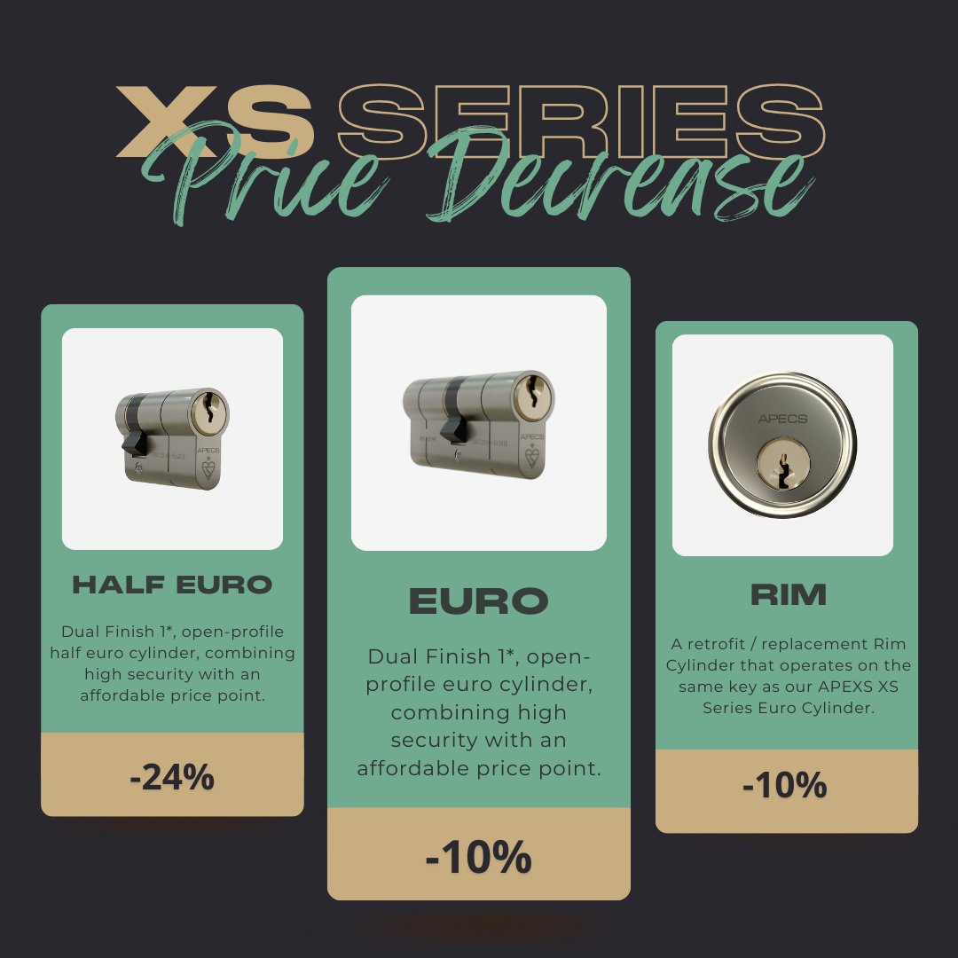 We're thrilled to announce PRICE DROPS on our XS Series products! Euro: Now 10% cheaper! Half Euro: Enjoy a whopping 24% discount! Rim: Reduced by 10%! Don't miss out on these incredible savings! Add the XS series to your offering today. #apecs