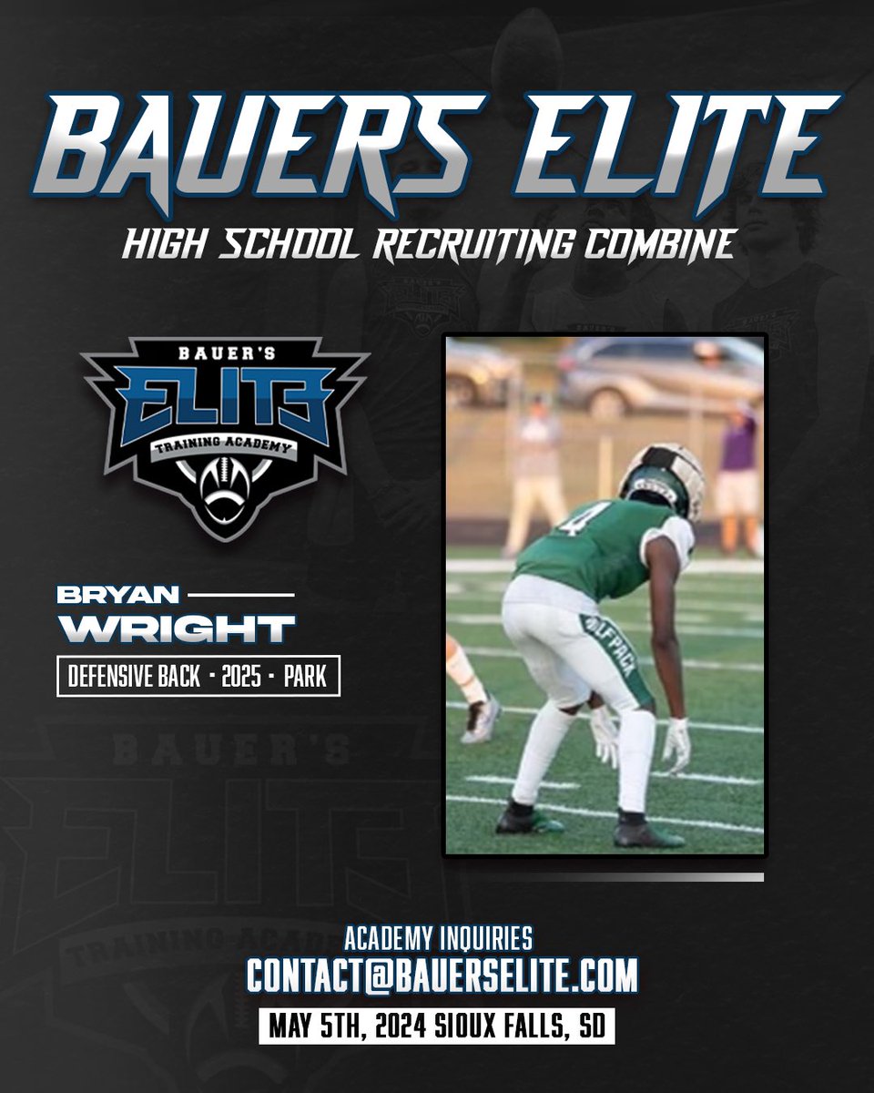 I will be attending the Bauer’s Elite High School Recruiting Combine May 5th in Sioux Falls, SD. Can't wait  to compete!! <a href="/BAUERS_ELITE/">Bauers Elite</a>
