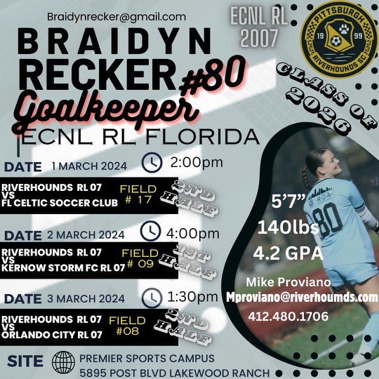 BraidynRecker's tweet photo. A big weekend for my team and I coming up at ECNL RL Florida! I can’t wait to take the field against some great competition. 💪⚽️❤️@ImYouthSoccer @ImCollegeSoccer @HoundsAcademy @houndsspeed @MProviano @TheSoccerWire @PrepSoccer @HPG_GK @proplayergk https://t.co/0sybXqDM4O