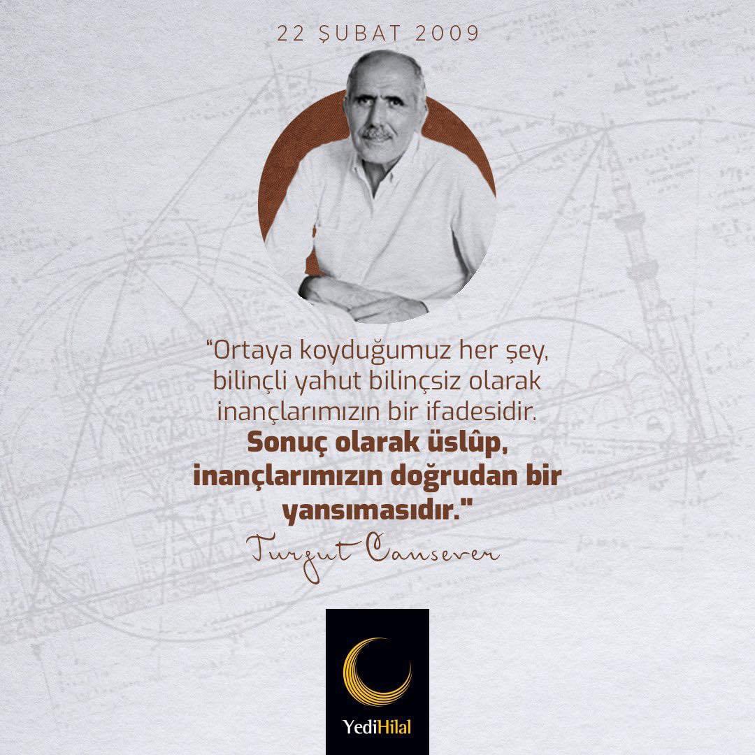7hilaldiyarbakr's tweet photo. Ortaya koyduğu üslûp ile "Bilge Mimar" olarak akıllara kazınan Turgut Cansever'i vefatının sene-i devriyeside rahmetle anıyoruz.
#BilgeMimar #TurgutCansever https://t.co/3rwZ0N3umr