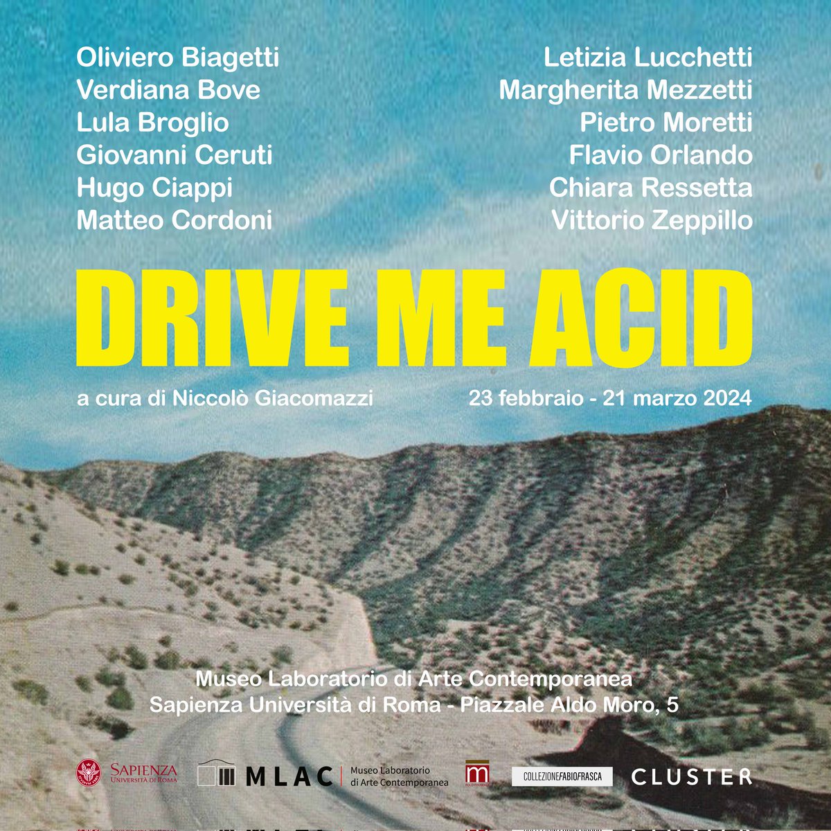 II MLAC è lieto di presentare 'Drive me acid' a cura di Niccolò Giacomazzi , con il sostegno di Contemporary_Cluster e in collaborazione con la Collezione Fabio Frasca.