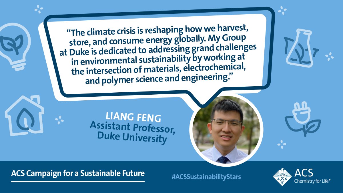 American Chemical Society (@amerchemsociety) on Twitter photo Introducing our 1st #ACSSustainabilityStar ⭐ <a href="/LiangFeng_chem/">Liang Feng</a>. Liang's work focuses on developing innovative materials for #CarbonCapture & #RenewableEnergy.
Are you a Sustainability Star? Nominate yourself at brnw.ch/21wHdyl
#ACSCampaignForASustainableFuture Introducing our 1st #ACSSustainabilityStar ⭐ <a href="/LiangFeng_chem/">Liang Feng</a>. Liang's work focuses on developing innovative materials for #CarbonCapture & #RenewableEnergy.
Are you a Sustainability Star? Nominate yourself at brnw.ch/21wHdyl
#ACSCampaignForASustainableFuture