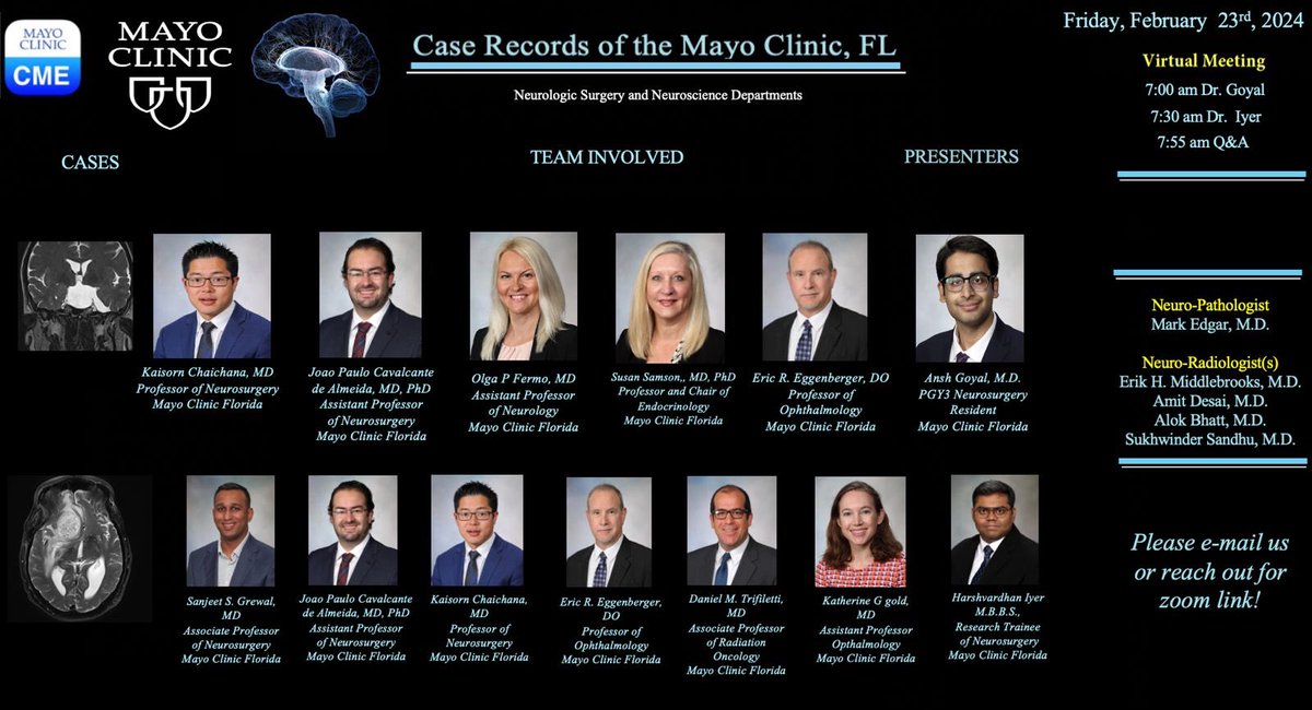 Adrian Safa M.D. (@adrian_safa) on Twitter photo Join us tomorrow morning @7AM for a new session of our MCF Case Records with two interesting cases featured by <a href="/goyal_md/">Ansh Goyal, MD, MS</a> <a href="/Harsh_Iyer_MBBS/">Harshvardhan Iyer MBBS</a> together with our multiD team!
<a href="/DoctorQMd/">Dr. Alfredo Quiñones-Hinojosa</a> <a href="/joao_p_almeida/">Joao Paulo Almeida</a> <a href="/kchaichanamd/">kaisorn chaichana</a> <a href="/SeizureSurgeon/">Sanjeet Grewal, MD</a> <a href="/MayoClinicNeuro/">Mayo Clinic Neuro</a> <a href="/diogo_mgarcia/">Diogo Moniz Garcia</a> <a href="/ManuelaAB99/">Manuela Aramburu Berckemeyer, MD</a> Join us tomorrow morning @7AM for a new session of our MCF Case Records with two interesting cases featured by <a href="/goyal_md/">Ansh Goyal, MD, MS</a> <a href="/Harsh_Iyer_MBBS/">Harshvardhan Iyer MBBS</a> together with our multiD team!
<a href="/DoctorQMd/">Dr. Alfredo Quiñones-Hinojosa</a> <a href="/joao_p_almeida/">Joao Paulo Almeida</a> <a href="/kchaichanamd/">kaisorn chaichana</a> <a href="/SeizureSurgeon/">Sanjeet Grewal, MD</a> <a href="/MayoClinicNeuro/">Mayo Clinic Neuro</a> <a href="/diogo_mgarcia/">Diogo Moniz Garcia</a> <a href="/ManuelaAB99/">Manuela Aramburu Berckemeyer, MD</a>