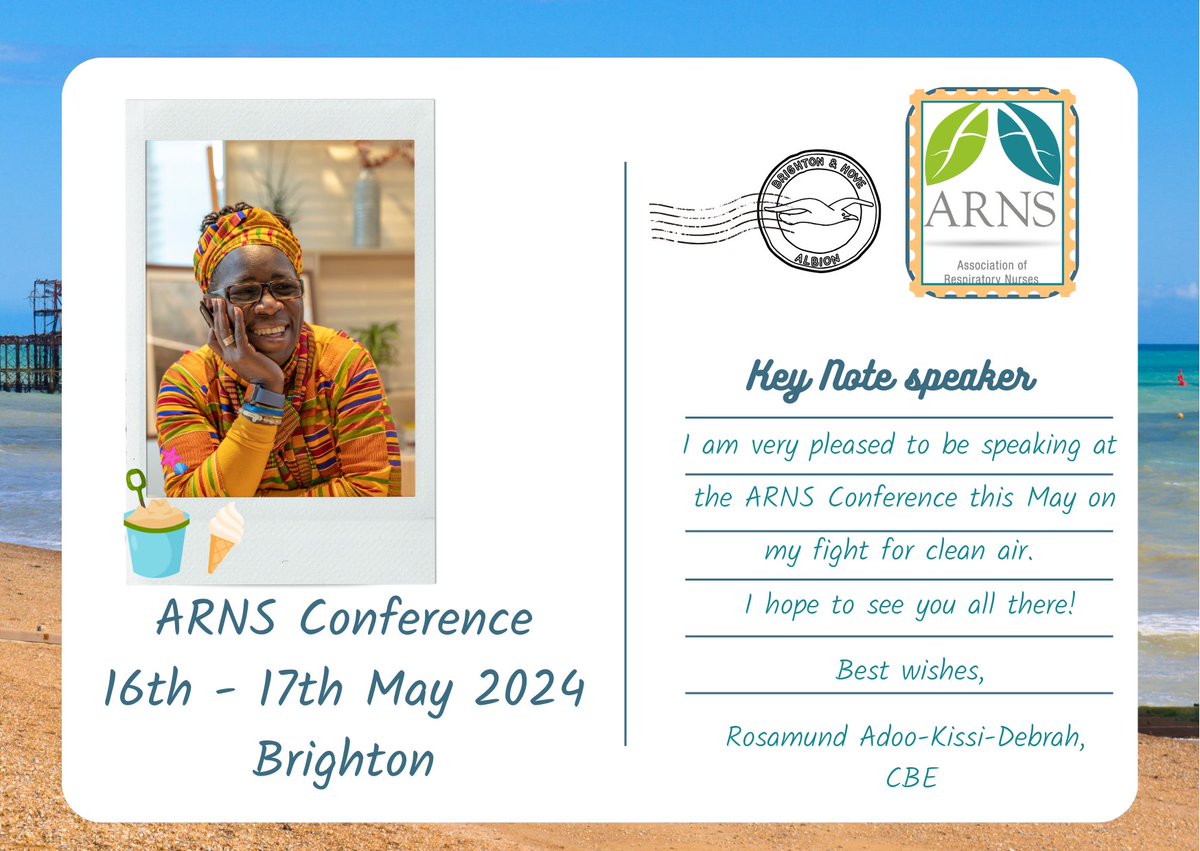 ‘ARNS are very pleased to announce our second key note speaker for conference 2024! Rosamund Adoo-Kissi-Debrah, CBE.@EllaRobertaFdn who will be delivering her talk on day 2 of conference, ‘A mothers fight for clean air’. arns.co.uk/programme/