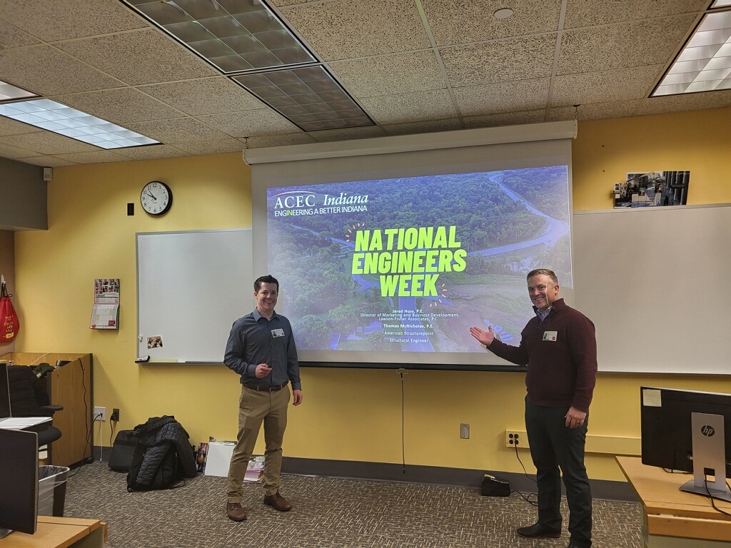 In celebration of Engineers Week, Marketing and Business Development Director Jared Huss, PE, partnered with @americanstrpnt Thomas McNicholas, PE, to show Penn High School students what #civilengineering is all about. lawson-fisher.com/who-we-are/#ou… @PennNewsNetwork #engineersweek