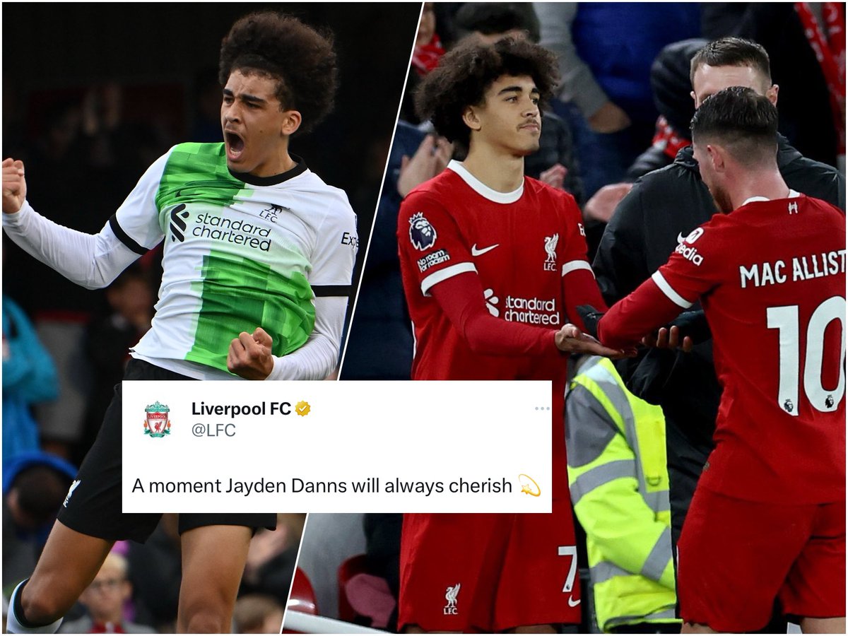 💫 #SuperCupNI to the Premier League - 18 year old Jayden Danns has made his senior debut for Liverpool #LFC 📸 2023 / 2024