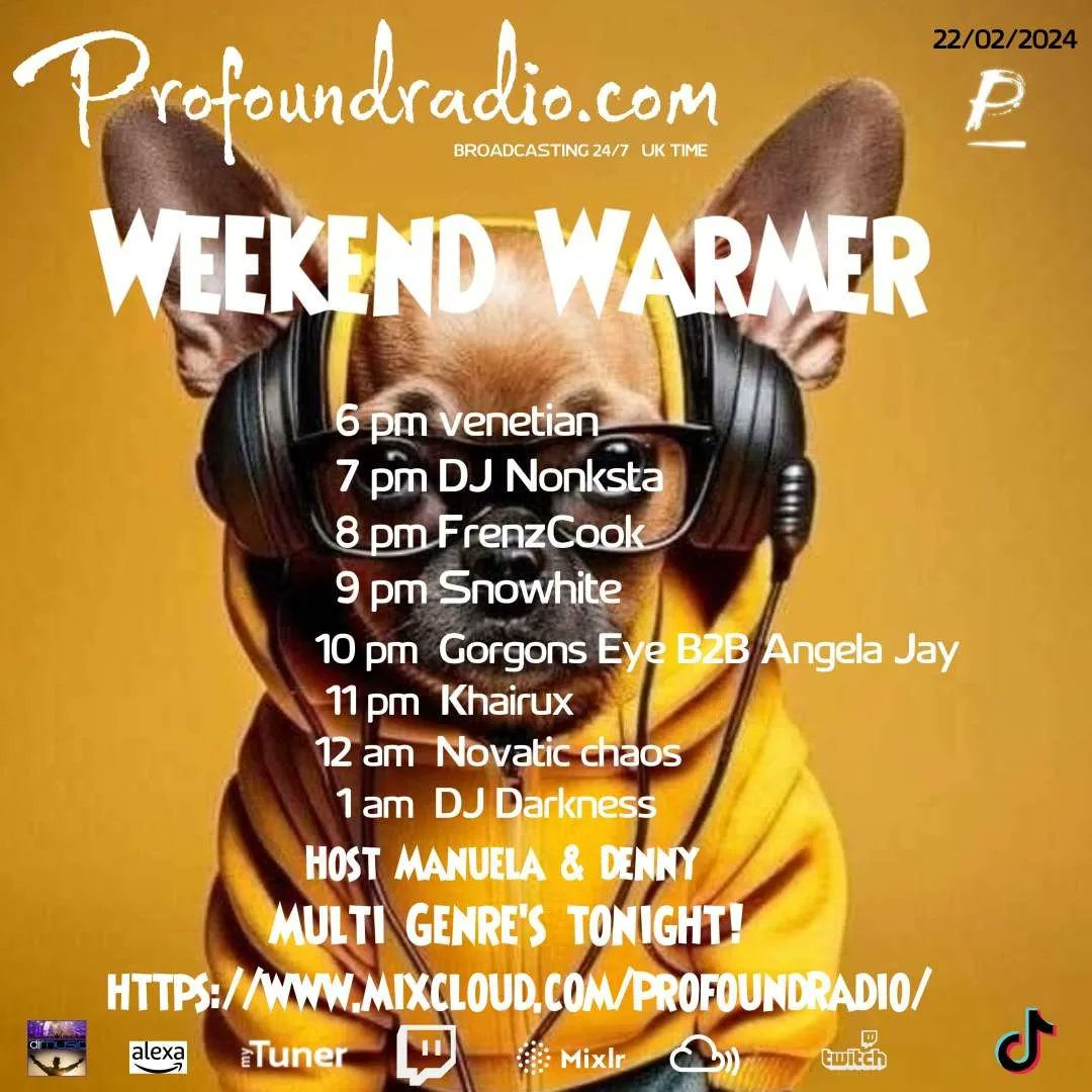 gorgons_eye's tweet photo. It's time again for another Thursday Weekend Warmer with an awesome DJ lineup 🔥🙏🏾😈🔥
#profoundradio #djlineup #ukradioshow #musiclovers #technolovers #techno #hardtechno #techhouse #house #drumandbass #trance #progressivetrance #hardcoretechno #loveformusic #gorgonseye https://t.co/PnjRJO15ft