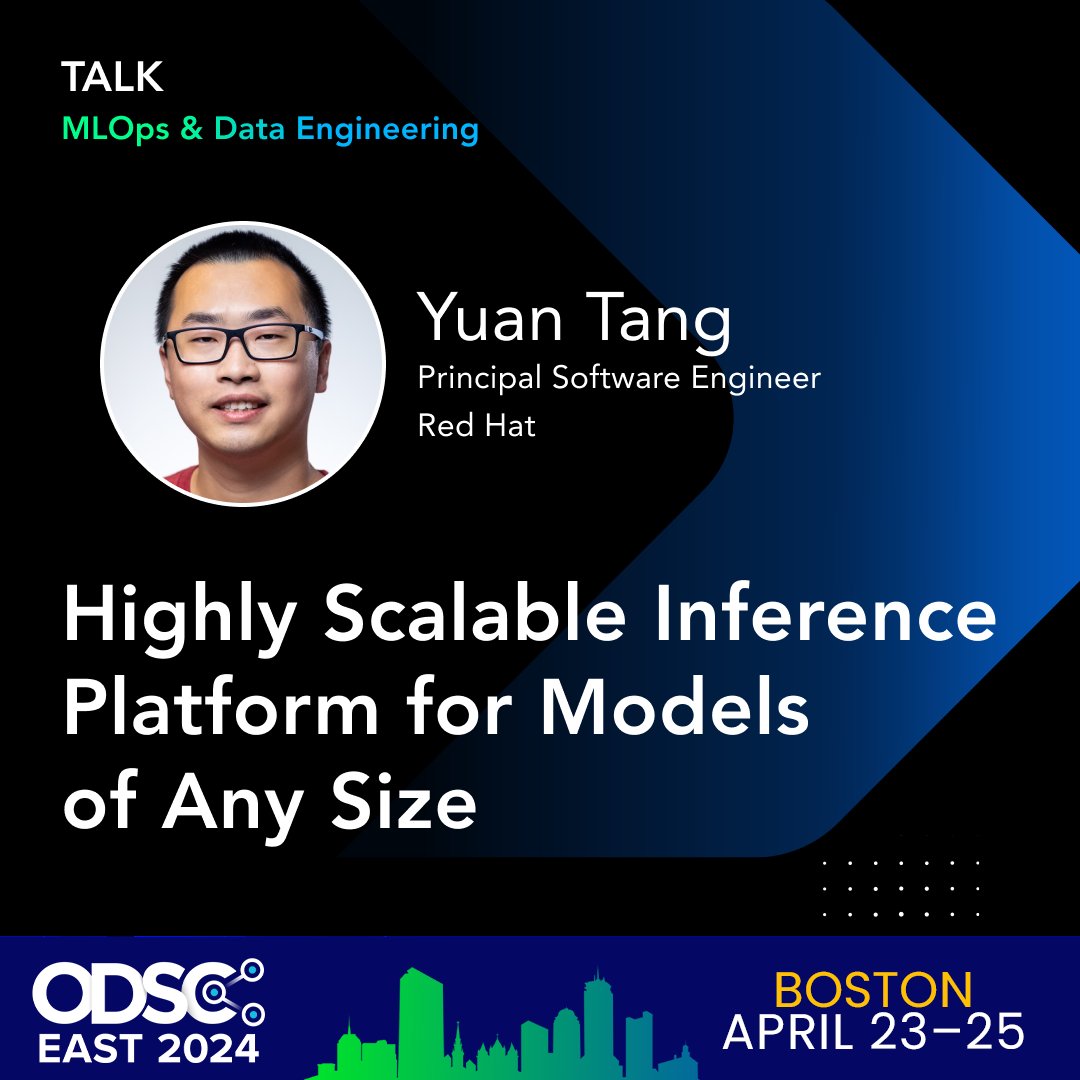 Open Data Science Conference (@_odsc) is coming!

Hear me speak on Highly Scalable Inference Platform for Models of Any Size in Boston on April 24th!

If you are going to #ODSC this year, let's catch up there!

#ODSCEast #DataScience #MLOps #AI #MachineLearning