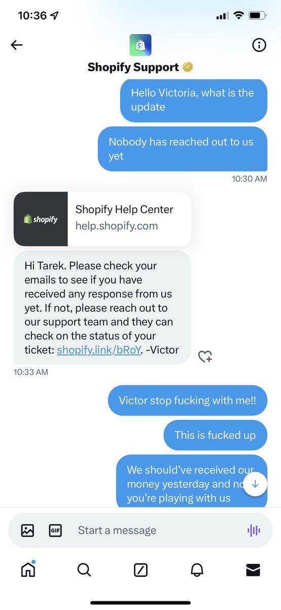 TarekMer3eb's tweet photo. @ShopifySupport @Shopify @ShopifySupport GIVE ME MY MONEY!!! Stop throwing me from one agent to the other!! This is our hard earned money and you have it held for over 4 months now!! https://t.co/igpEGTB2qd