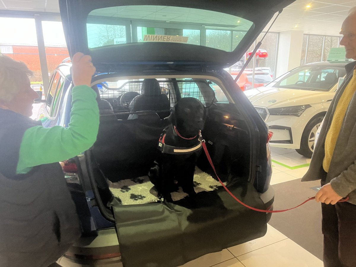 #skodadogs Mr&amp;Mrs B with the playful Ozzy collecting their next new vehicle from the team at <a href="/WinnerGarage/">Winner Garage</a> they decided on the genuine dog guard and foldable luggage protection to keep their Karoq in A1 condition #Skoda #NewSkoda #NewCar