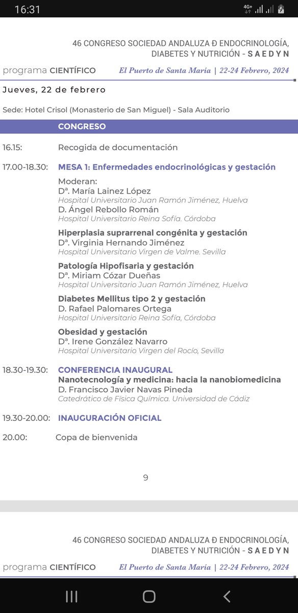 SAEDYN_'s tweet photo. ¡¡¡ Comenzamos !!!
🏨 46 Congreso @SAEDYN_
👉Puerto de Santa María
🗓️ Esta tarde "Enfermedades #endocrinas y #gestación"
@Saedyn2024
Presiden Dras A. I. Jiménez Millán y L. García-Doncel https://t.co/zcZfQK6nMT