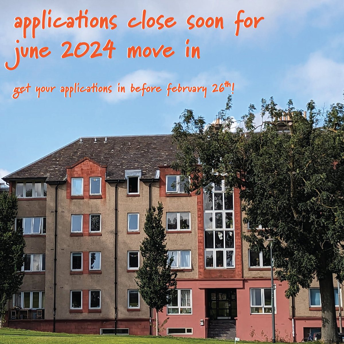 Edinburgh Student Housing Co-op (@edinburghcoop) on Twitter photo Howdy 🐈⬛ applications for June 2024 move in are still open until February 26th here: eshc.coop/join/apply/ Howdy 🐈⬛ applications for June 2024 move in are still open until February 26th here: eshc.coop/join/apply/