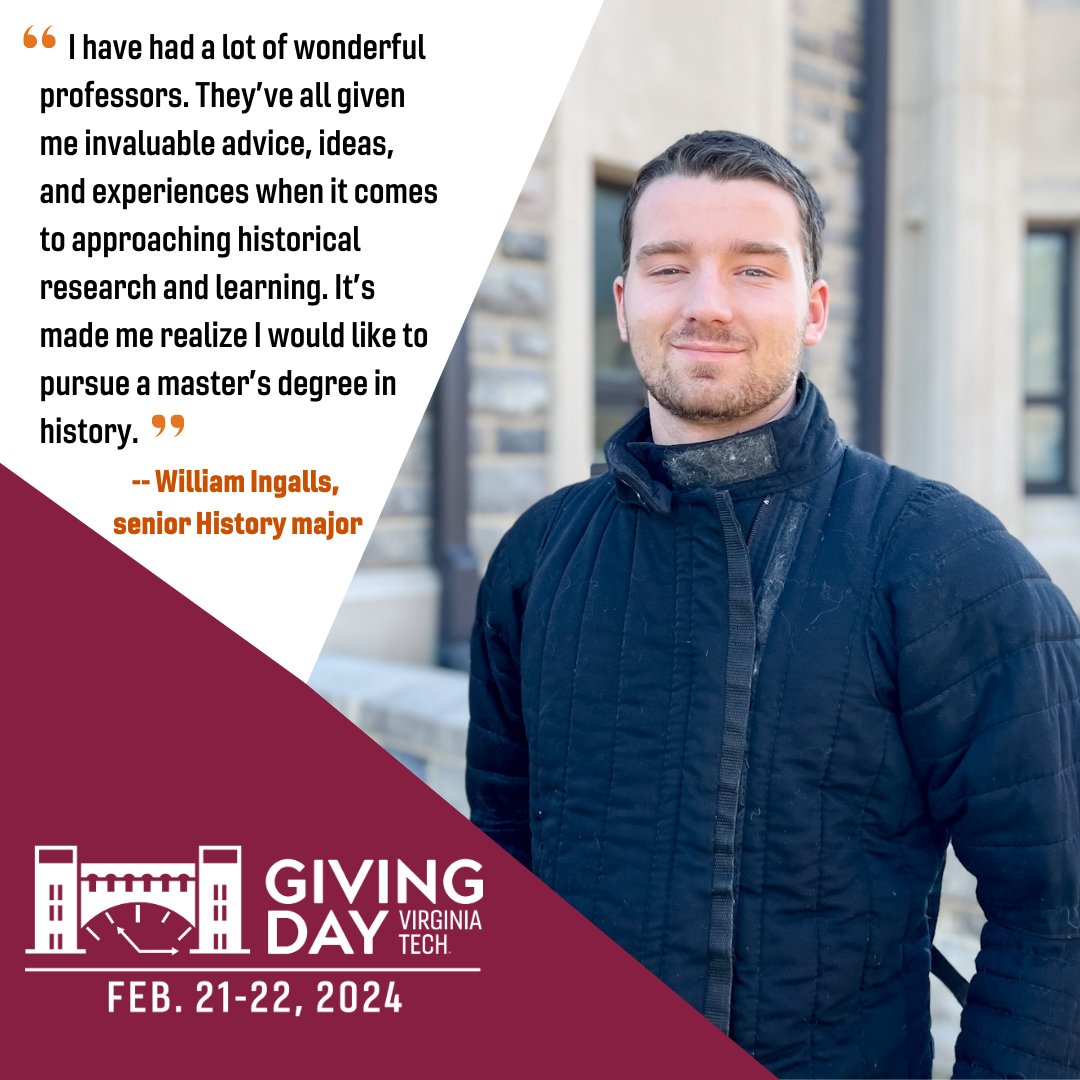 We are almost in the LAST hour of Giving Day!! If you haven’t already, please consider making a gift of $5 or more to the Department of History to support students, scholarships, and programming. givingday.vt.edu/amb/historydept #VTGivingDay