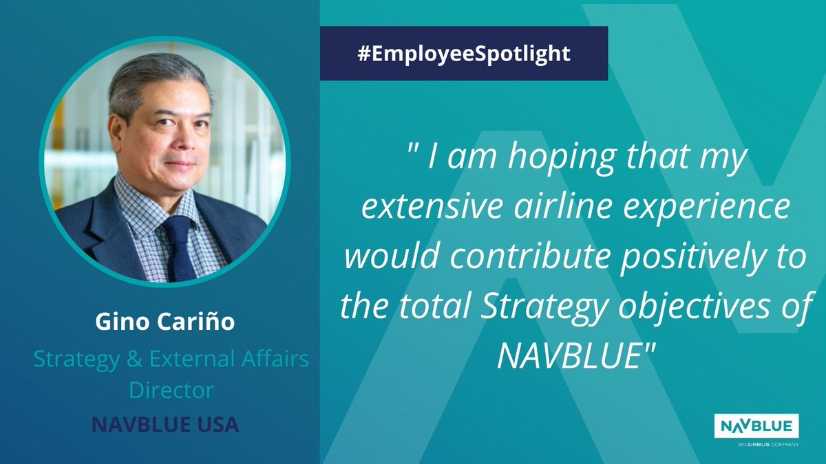 Meet Gino Cariño, Principal Strategy at NAVBLUE, and our #EmployeeSpotlight ✨! Learn more about his path in the aviation industry, and how changing roles should be always assessed by “your own (and yours) possible overall happiness' here 👇 navblue.aero/navblue-employ…