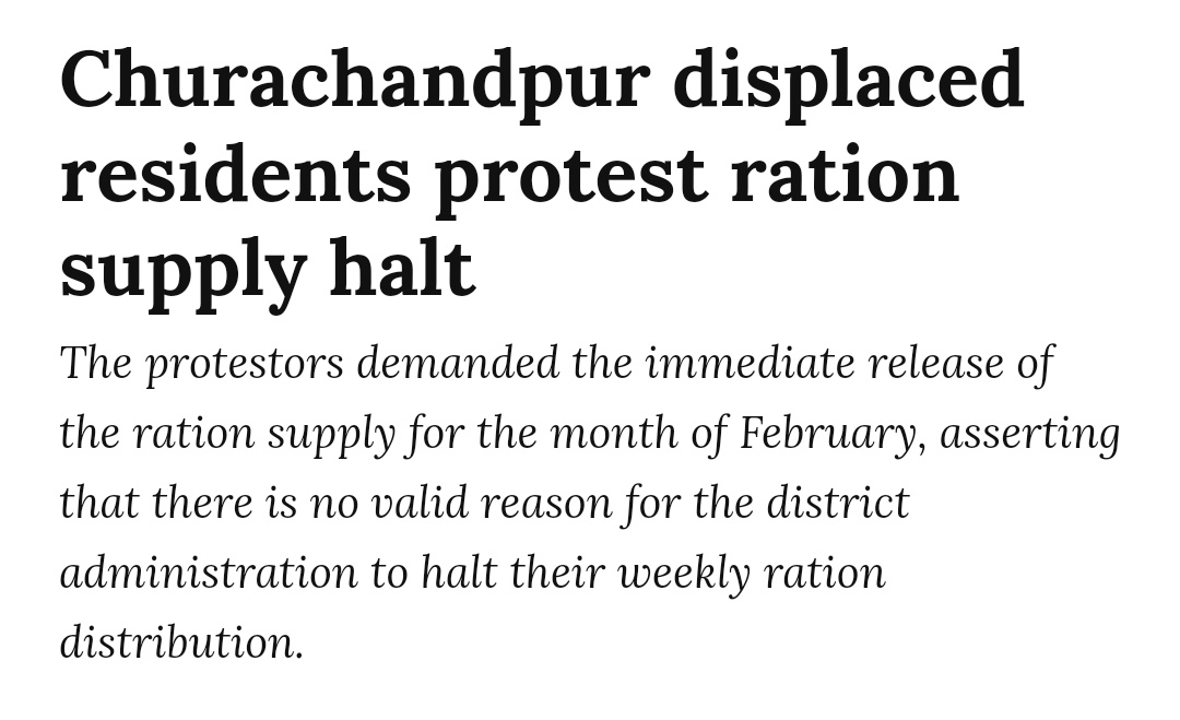 haokip_alice's tweet photo. IDPs, who are victims of violence resides in 155 relief camps at Churachandpur.
They have received weekly ration supply.
However, ration supplies are halted since the beginning of February inspite of the availability of foods stored in the district's godown.
We are being deprived of our basic human necessities. This in itself is a challenge & threat to our very existence.
#Justice #Kuki
#Victims of #ManipurViolence