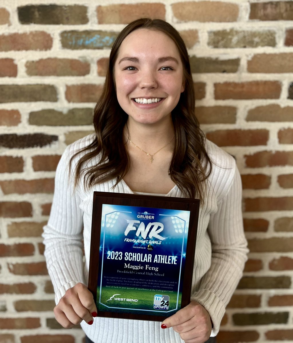 Congratulations to Maggie Feng! Maggie has been selected as the recipient of the My24 Friday Night Rivals West Bend Mutual Scholar Athlete for 2023! So proud of you!