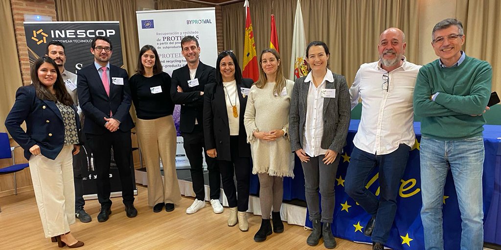 El evento final del proyecto byProtVal <a href="/LIFEprogramme/">LIFE Programme</a>  que coordina INESCOP ha celebrado su evento final.

Soluciones sostenibles para el fomento de la bioeconomía y la simbiosis industrial con la recuperación de proteínas en residuos cárnicos.
Más info👉🏽 bit.ly/42SMvan