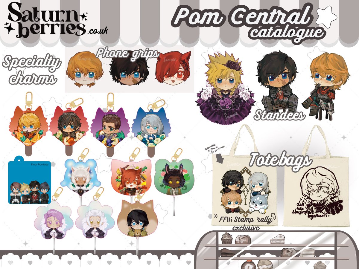Saturnberries_'s tweet photo. My #kupocon Pom central catalogue for this weekend!! I have a lot of new stuff I’m debuting such as my ff16 torgal fruit icepops and my ff14 lollipops hehe I’m so excited see you there 💖💞💖 https://t.co/erkY7PBWyU
