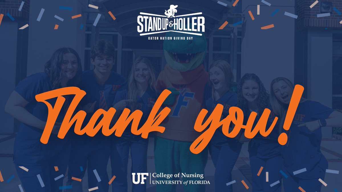 A special Gator THANK YOU to all who participated in UF’s sixth annual Gator Nation Giving Day last week. Because of you, we raised $112,506 through 173 gifts to support crucial areas of need throughout the College of Nursing. #AllForTheGators