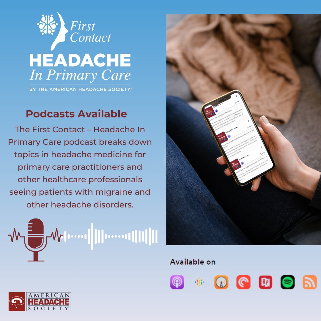 The #AHSFirstContact- Headache in Primary Care podcast library is a great way to advance your #headache and #migraine education on the go with a growing library of podcast episodes. Learn more and start listening here and on your go-to platform: bit.ly/42Ivgsh