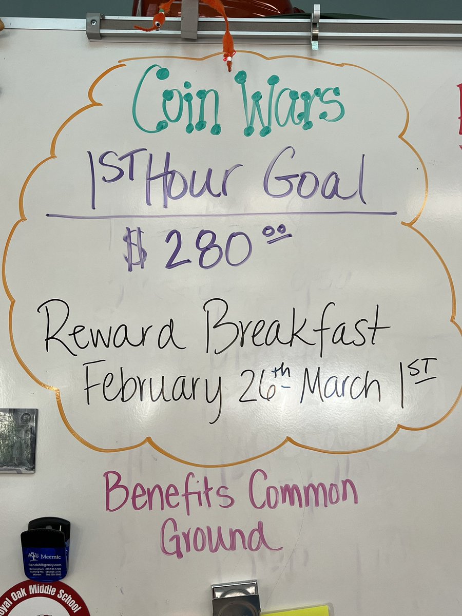 MrsTaylorROMS's tweet photo. How is your first hour going to support #CommonGround during Coin Wars that #ROMSStudentCouncil https://t.co/MsCH9wUbCz