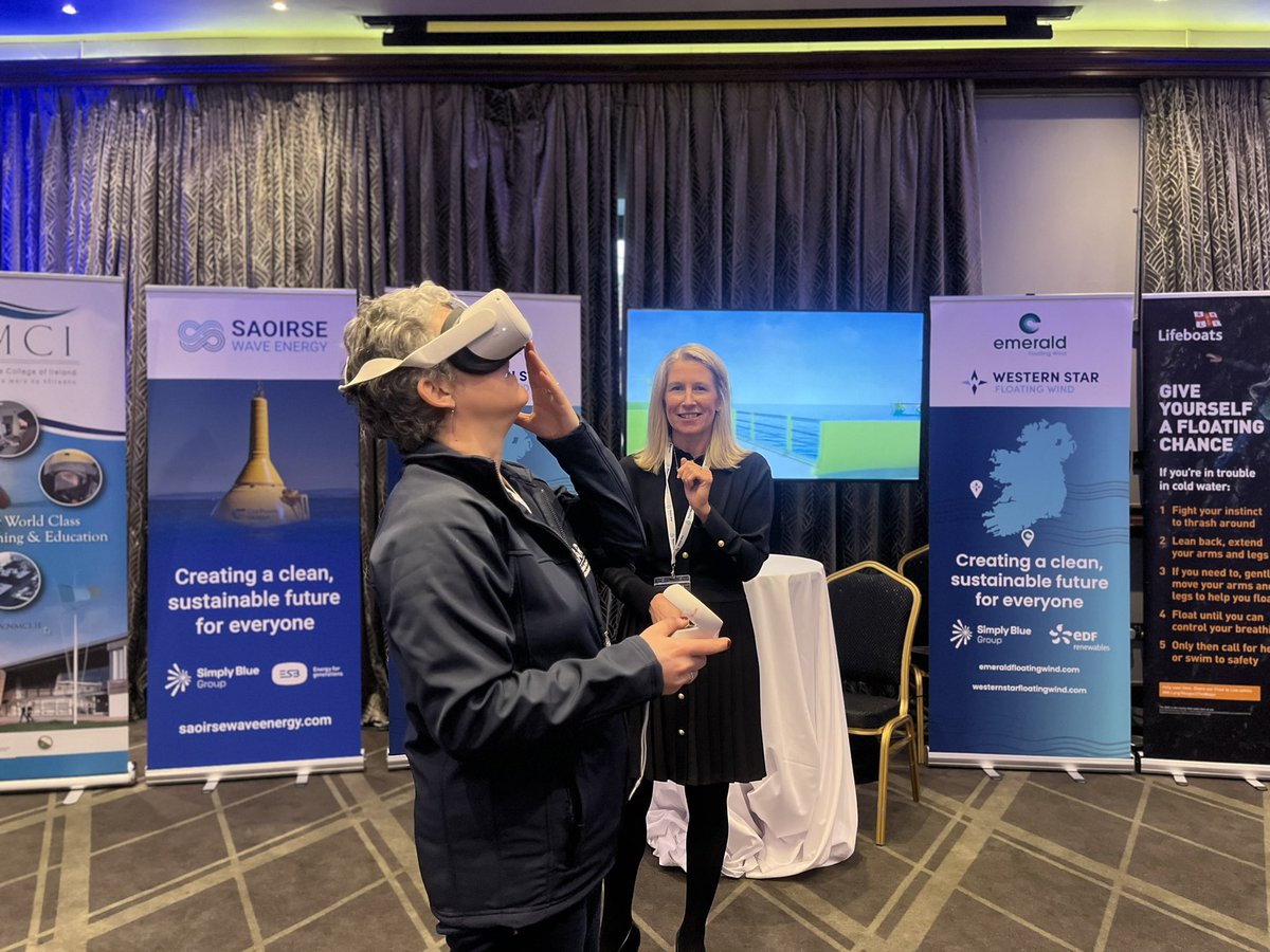 Our VR headset is a great hit with attendees at the NMCI Seafarers Conference - giving users a real life experience of walking around a floating offshore wind farm! #SeafarersConf2024