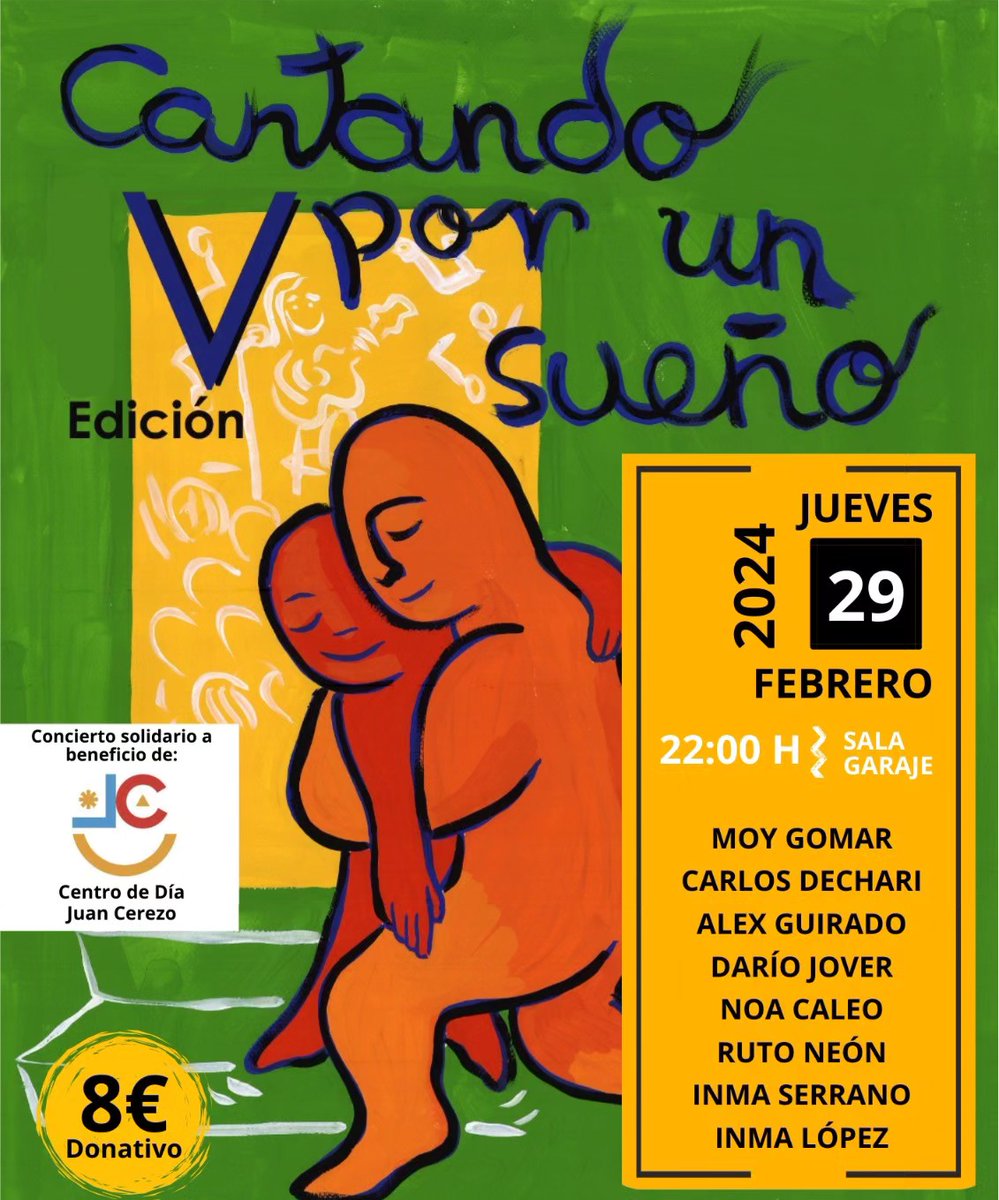 #EVENTOS | 🎸​🎙️​ ¿Tienes ya tu entrada? Nos vemos el próximo jueves, 29 de febrero, en la sala <a href="/garajebeatclub/">Garaje Beat Club</a>.

🧡​ En su V edición "Cantando por un sueño" será a beneficio de nuestro <a href="/Cdjuancerezo/">CENTRO JUAN CEREZO</a>.
