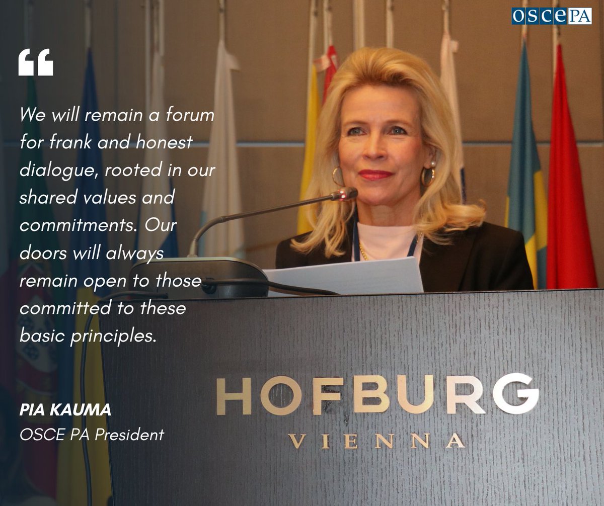 oscepa's tweet image. The OSCE PA Winter Meeting started today in Vienna with opening speeches by President @PiaKauma, OSCE CiO @MinisterIanBorg, 🇦🇹 National Council President Sobotka and @OSCE SG Schmid. Discussions will span today and tomorrow, focusing on #Europeansecurity
🔗oscepa.org/en/news-a-medi…