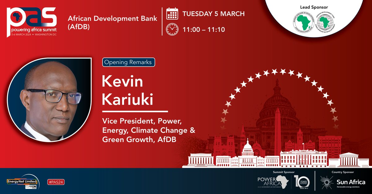 We are privileged to have Dr. Kevin Kariuki, Vice President of Power, Energy, Climate Change & Green Growth at the @AfDB_Group, deliver some Opening Remarks at #PAS24 Only 2 weeks to go! 📅 Book your delegate pass >> bit.ly/3Uwbmi5