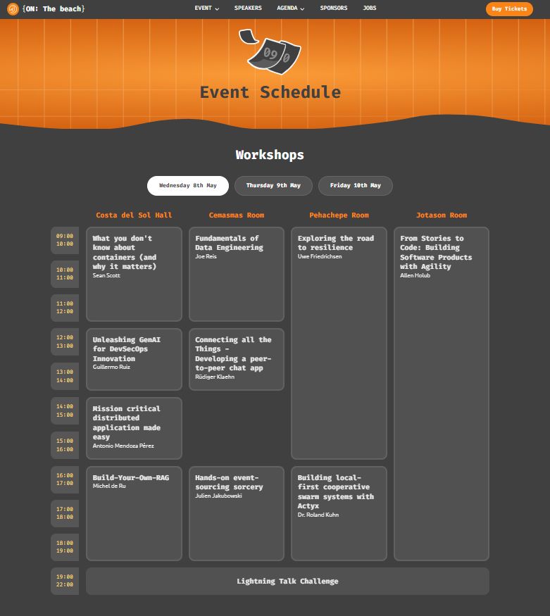 We have published the final Schedule and all Workshops for #JOTB24. You can check it out here: 🕙 jonthebeach.com/schedule/ Attendees to the event will benefit from 8 different workshops included in the general ticket about different topics such as containers, RAG, p2p,…