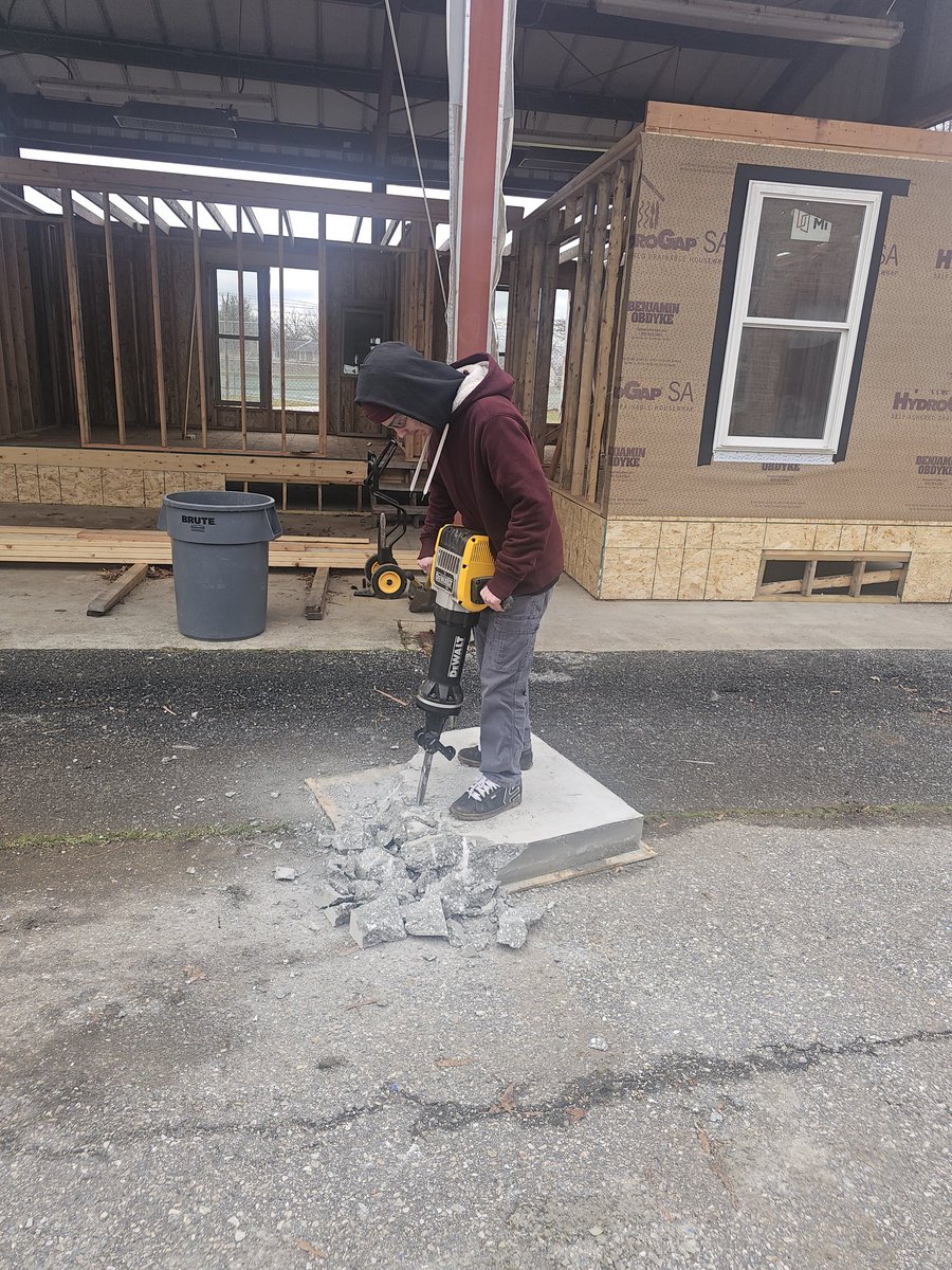 Carpentry 2 Students learning about jackhammers! #CTEMade #BCPSCTE #KenwoodBCPS #CTE_BaltCoPS