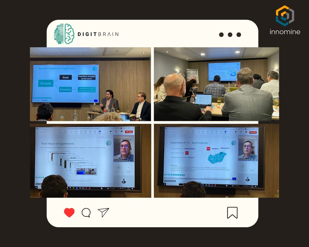 It’s nice to participate at the Digitbrain Project Review!🤩
innomine was coordinating the experiments in all 3 waves.. All experiment was successfully implemented in the frame of Digitbrain. 🤖🧠

Learn more about the final waves of experiments here👇
digitbrain.eu/3rd-wave-of-di…