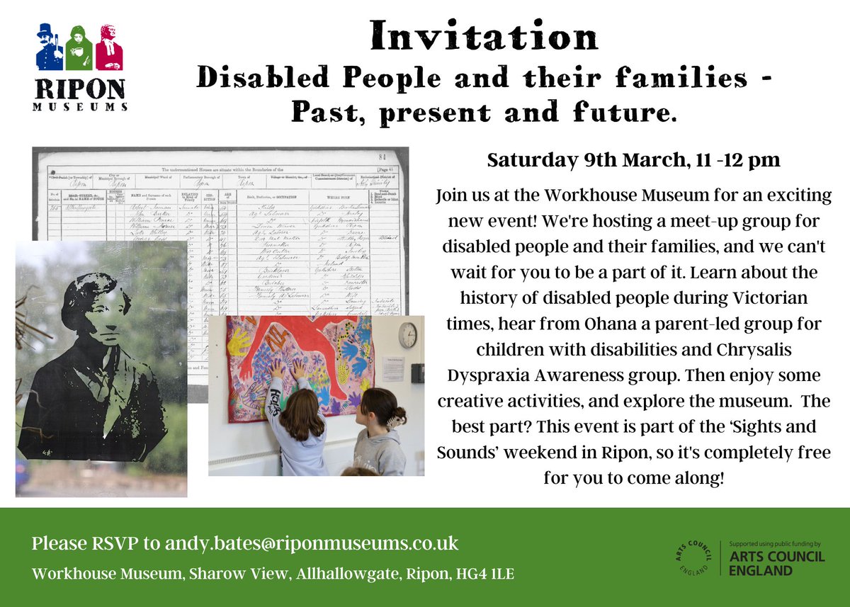 HADCAcharity's tweet photo. There's an exciting new free event at @RiponMuseums for the fab #SightsandSounds of #Ripon event this year. 

Disabled people, their families &amp; friends are invited to enjoy creative activities, to explore the museum, hear from @OhanaRipon &amp; more! 

https://t.co/2bh617txnv https://t.co/7I9Vu7z160