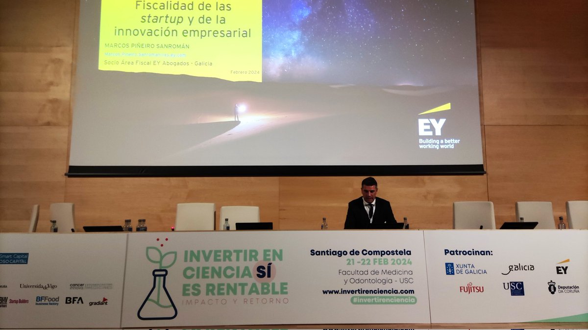 Marcos Piñeiro, from <a href="/EY_Spain/">EY Spain</a>, analyzed the current fiscal ecosystem of entrepreneurship and innovation in Spain 📸👇🏻