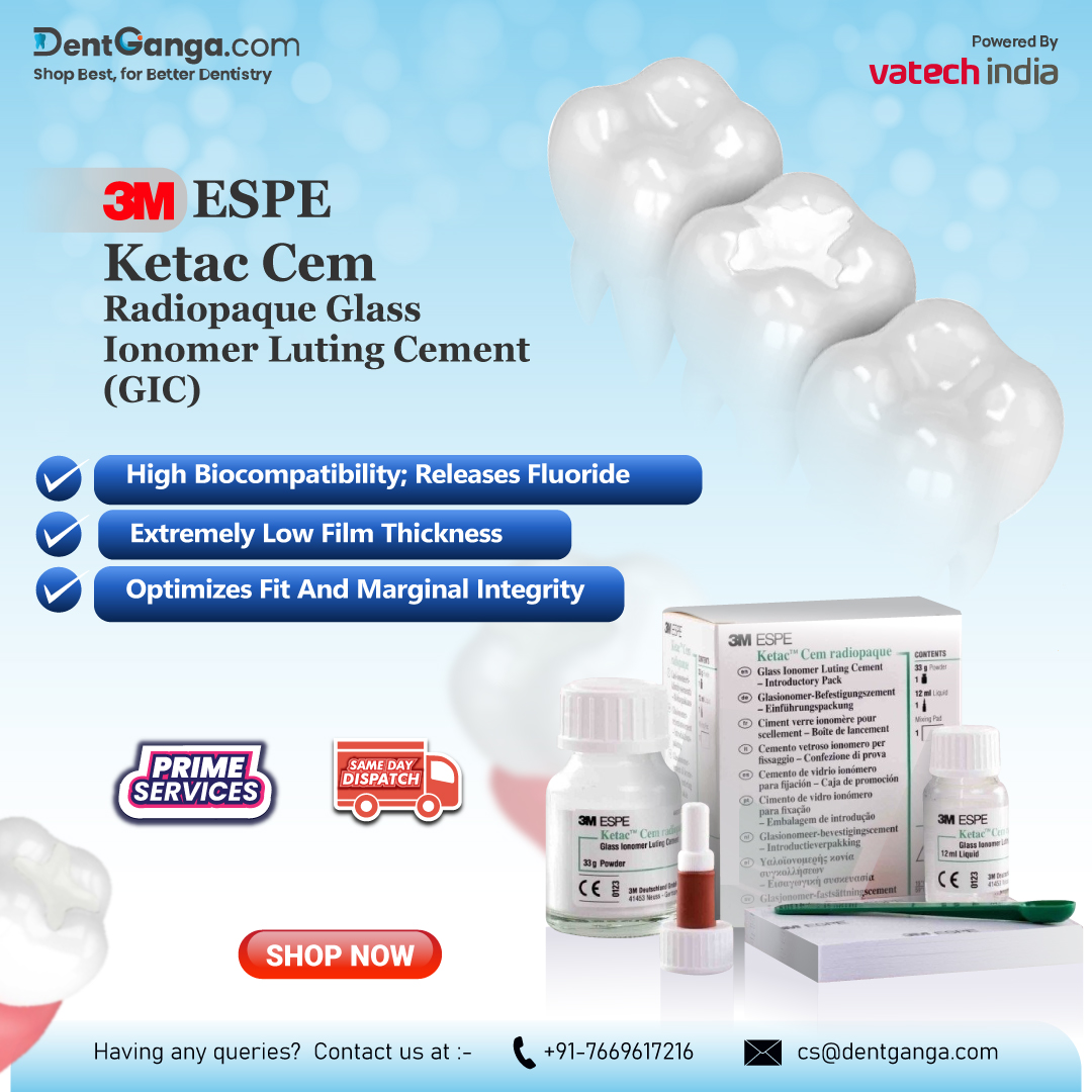 DentGanga's tweet photo. Buy 3M ESPE Ketac Cem Radiopaque Glass Ionomer Luting Cement

Get UPTO 30% OFF!! Hurry grab your product now!!

https://t.co/twIFwpVKIH

To Know More About Us:
📱: +91-7669617216
🌐: https://t.co/hOhXN0O5I3
📧: cs@dentganga.com https://t.co/M8snXCVSPs