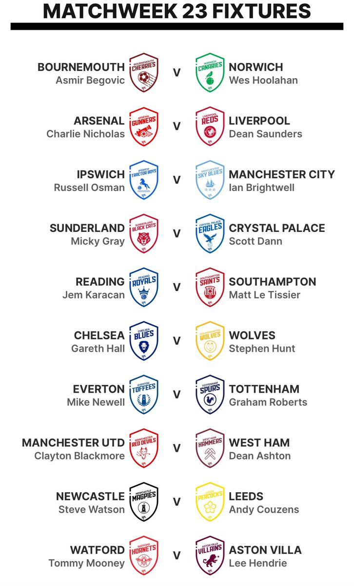 MW23 highlight fixture this week sees @mickygray33 for Sunderland take on @ScottDann6 of Crystal Palace as both teams look to climb the GPL table plus 9 other spicy 🌶️ fixtures this week as games keep flooding in on a very rainy February 🌧️but a bit of bad weather won’t stop us!