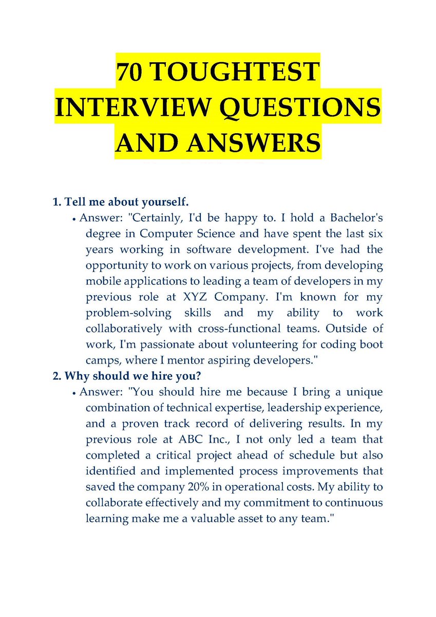 Most people suck at job interviews but not anymore. I have curated 70 Toughest Interview Question Guide. I usually sell for $199 but for the next 24 hours it's FREE Just: 1. Like & Repost (MUST) to get PDF 2. Follow @ahuja_priyank 3. Comment [PDF] And I will DM you for FREE.