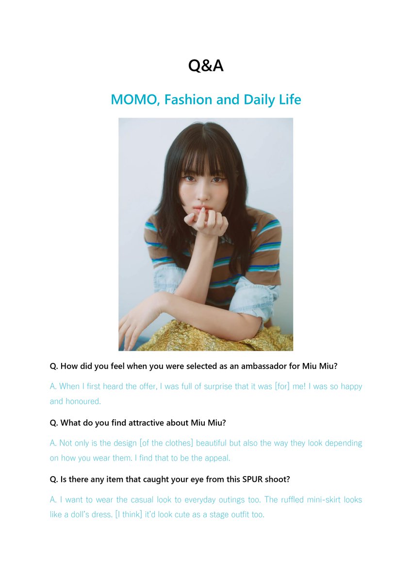 dearmisamo's tweet photo. SPUR April 2024 #MIUMIUxMOMO

Q&amp;A/Interview Full Translation

[1/2] https://t.co/GEdcHJCDU0