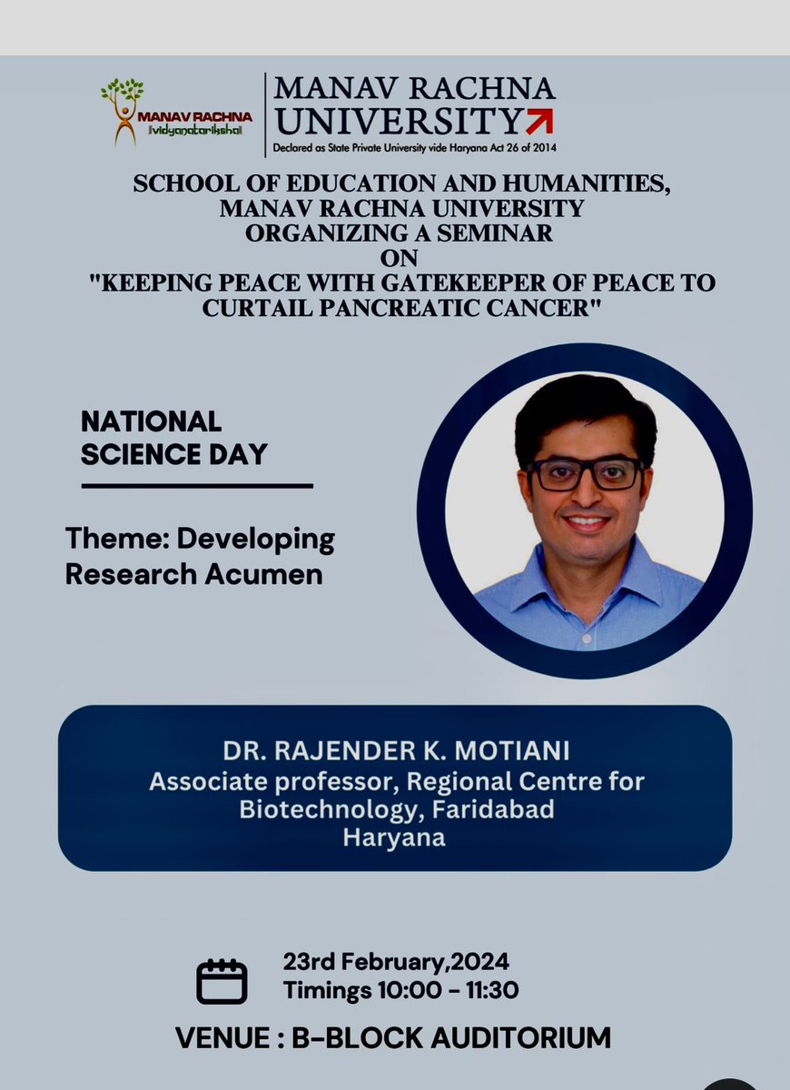 Looking forward to the interaction with students and peers at Manav Rachna University! @unescorc