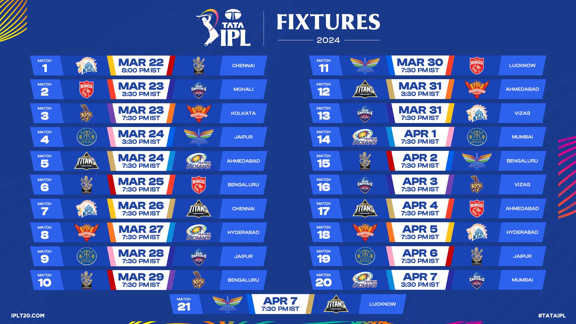 IPL 2024 Fixtures 