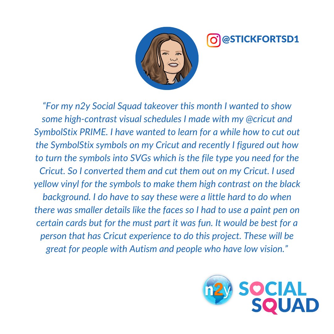 Everwayglobal's tweet photo. Today is a special day because our amazing Social Squad member Jessica is taking over our social media channels! She's sharing all about how she created some super cool high-contrast visual schedules using her Cricut and SymbolStix PRIME.
#n2ySocialSquad #SymbolStixPRIME https://t.co/MuDaU8bUSQ