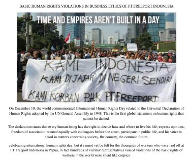 PoesTri's tweet photo. @UN_HRC @UN 📓🆘⚖️📢≥ 6 years The labor conflict within Freeport Indonesia to date is dirty business and human rights compliance due to acts of justification rather than truth resulting in survivors being victimized..!
#HRC 
#HRC55 https://t.co/ExddvVDgim