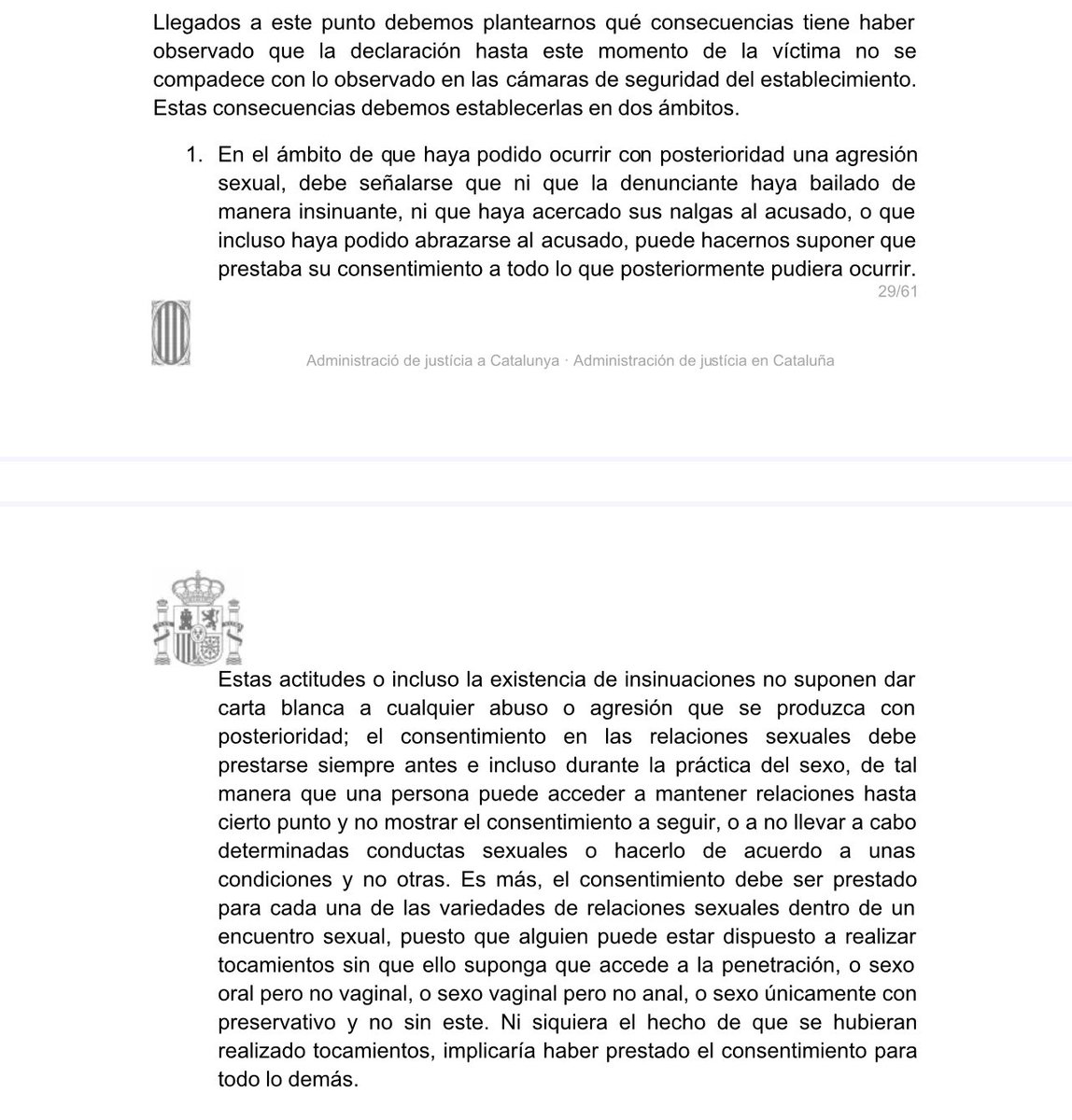 alexsnclmnt's tweet photo. Aquest fragment de la sentència judicial contra Dani Alves és importantíssim i l’hauria de llegir atentament molta gent que ha qüestionat la víctima durant més d’un any. https://t.co/mBqZ85ot0H