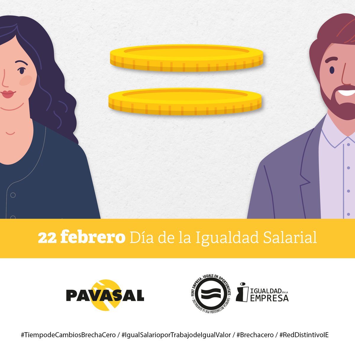 Hoy nos sumamos a la conmemoración del Día de la Igualdad Salarial 👷‍♂️ 👷‍♀️ #TiempodeCambiosBrechaCero #IgualSalarioporTrabajodeIgualValor #Brechacero #RedDistinitvoIE