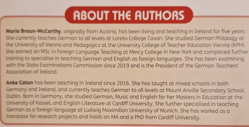 CavanLoreto's tweet photo. Congratulations and Well Done to our German teacher, Ms Braun, on co-writing the new Leaving Certificate German book 'Auf Kurs'. The book has been published for purchase by https://t.co/9JbU47lvAK and will be an invaluable resource for our students and those across the country. https://t.co/Qnfrz9v2YI