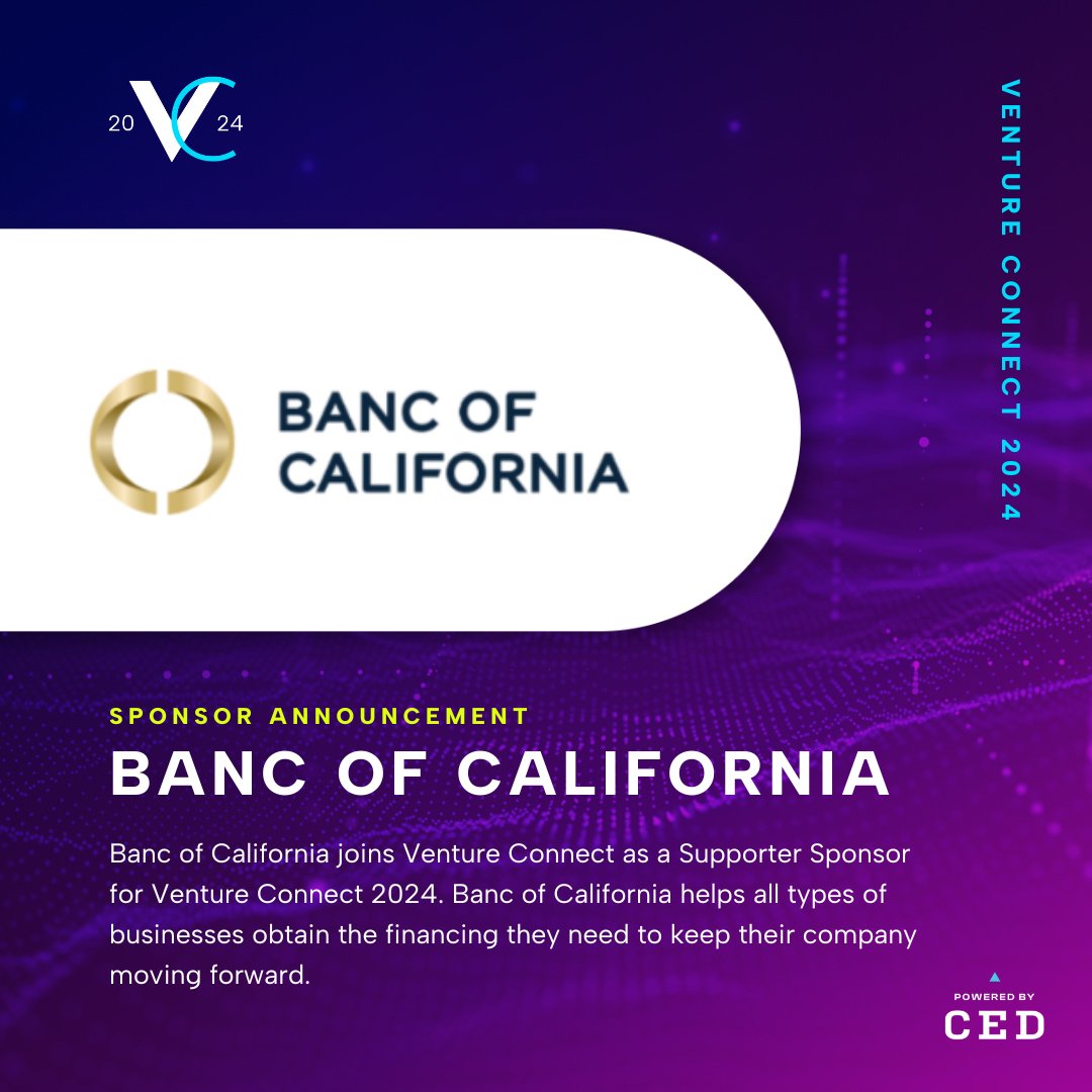 Banc of California joins Venture Connect as a Supporter Sponsor for Venture Connect 2024. Banc of California helps all types of businesses obtain the financing they need to keep their company moving forward.

Join us! cednc.org/venture-connec…
#VC2024 #VentureConnect #tech #biotech