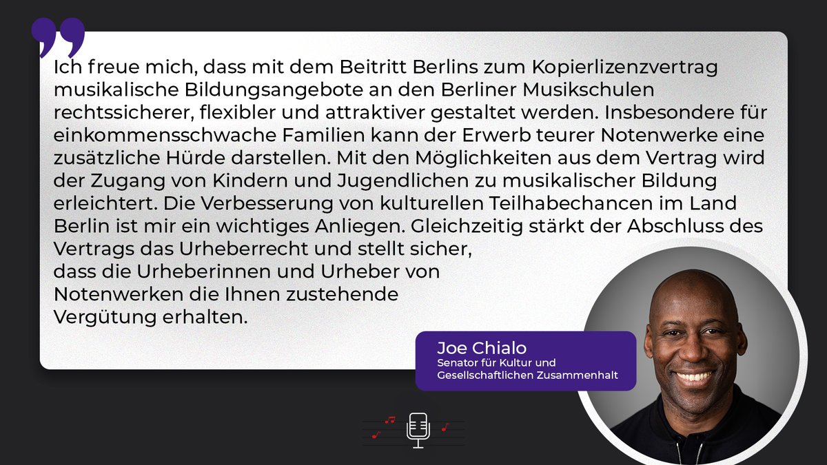 Joe Chialo im Wortlaut über die Förderung von Musikerziehung in Musikschulen! @vgmusikedition gema.de/de/w/foerderun…