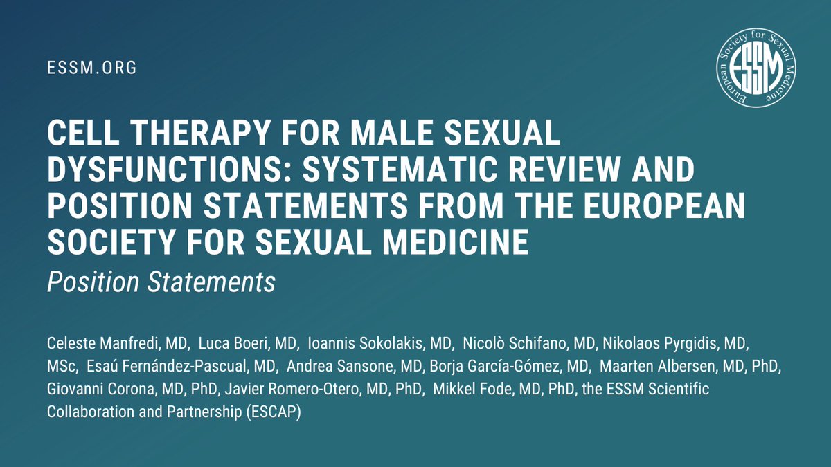 Our systematic review, endorsed by the #ESSM, explores the promising role of Cell Therapy in managing male #SexualDysfunction. Discover insights on improving erectile function, reducing penile curvature, and more. Explore this comprehensive analysis! 👉🏼academic.oup.com/smoa/article/1…