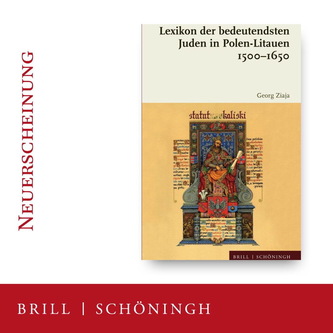 *𝗡𝗲𝘂*
Das "Lexikon der bedeutendsten Juden in Polen-Litauen 1500–1650" ist die erste Publikation dieser Art in deutscher Sprache und stellt die bedeutendsten Gelehrten, Rabbiner und Kaufleute der frühen Neuzeit in Mittel- und Osteuropa vor.
Infos 👉: brill.ws/lex