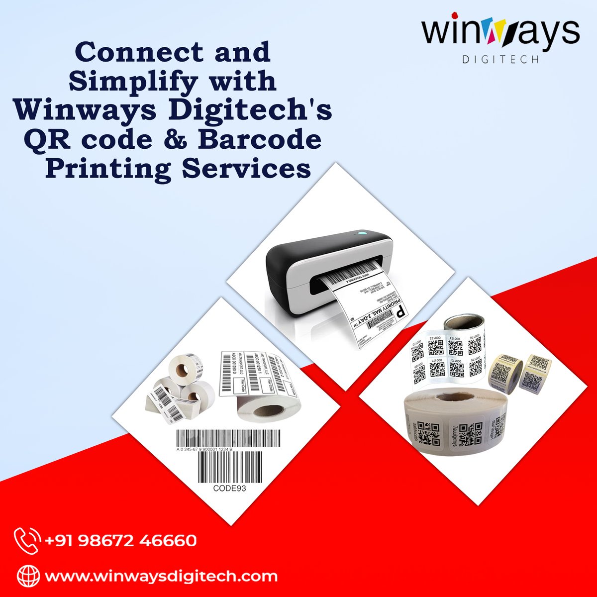 Winways_DGtech's tweet photo. Unlock efficiency and streamline your operations with Winways Digitech's QR code &amp; Barcode Printing Services! 🔍🚀 
Connect seamlessly and simplify your processes with our cutting-edge solutions. Maximize productivity and accuracy with every scan! 💼💡 https://t.co/eGtoT176Q0